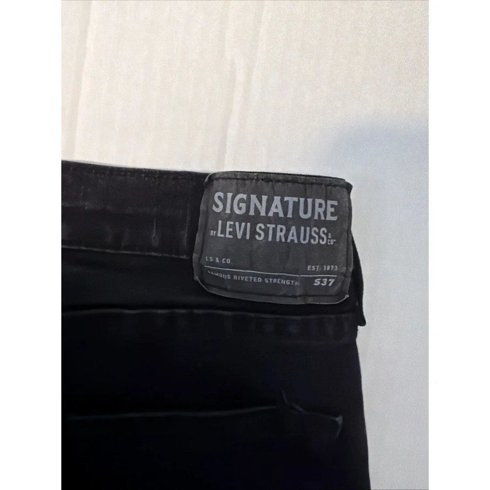 Men's Levi Strauss Signature 36X30 S37 Jeans Straight Leg Black Denim Work